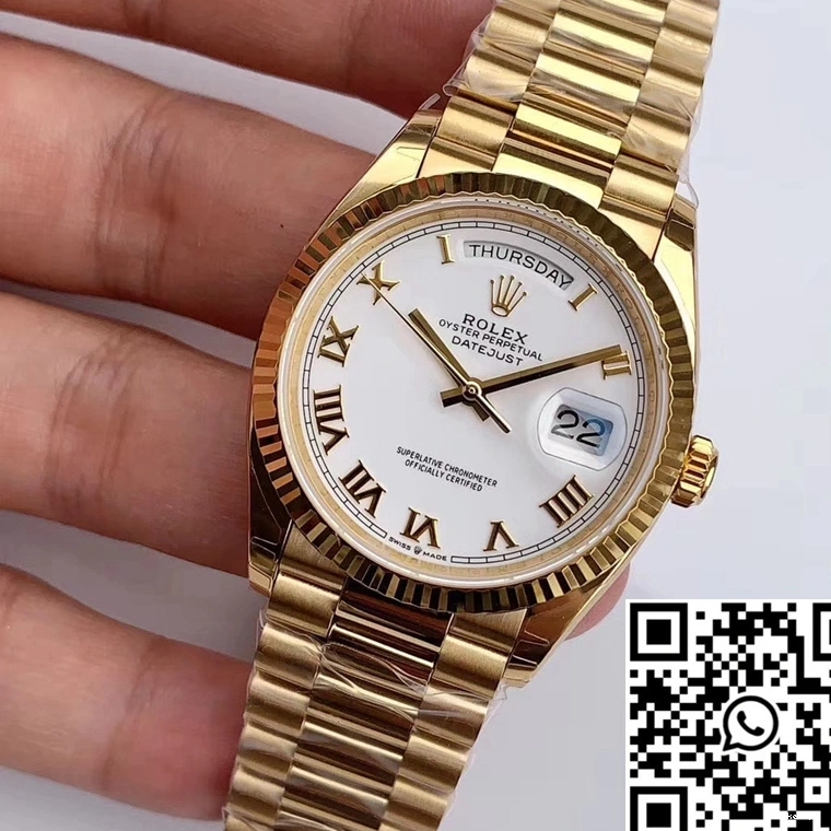 White Time M128238 Dial Roman Factory Rolex EW Day-Date Scale 0417